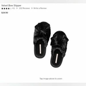 Victoria Secret Pink ~Black Velvet Bow Slippers